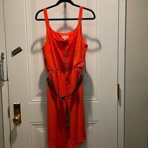 Soho Apparel Orange Sleeve Less Shirt Dress - NWT
